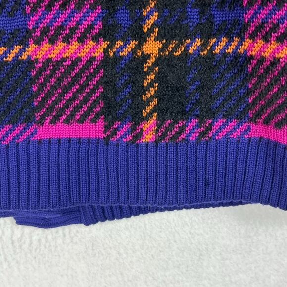 Yves Saint Laurent Coat Jacket Rive Gauche Tartan Lambswool Purple Wood Button - Picture 13 of 14